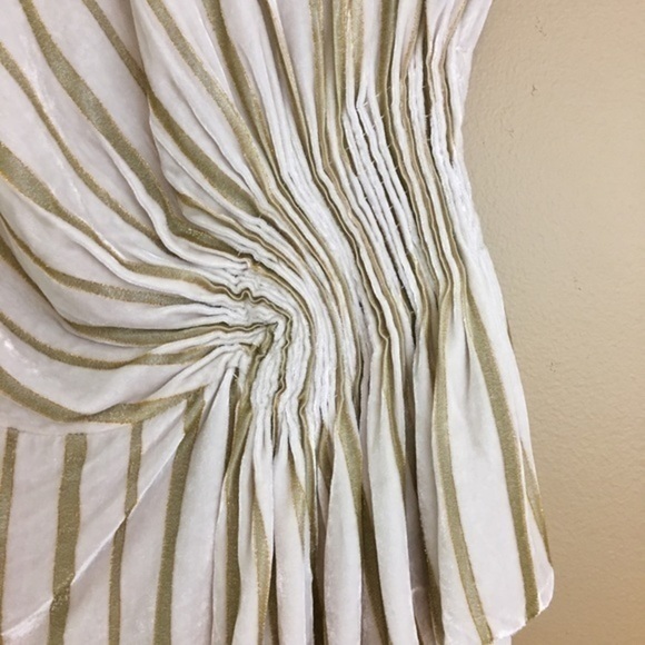 Aryn K Stripe Silk Velvet Side Gather Top - Picture 3 of 6